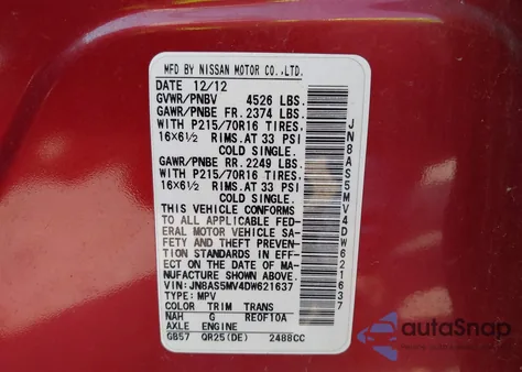 2013 Nissan Rogue S z USA, uszkodzony, nr VIN JN8AS5MV4DW621637